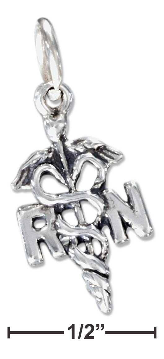 Silver Charms & Pendants Sterling Silver Charm:  Nurses Symbol Registered Nurse "rn" Charm JadeMoghul