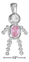 Silver Charms & Pendants Sterling Silver Charm: October Pink Cubic Zirconia Birthstone Boy Pendant JadeMoghul