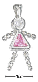 Silver Charms & Pendants Sterling Silver Charm: October Pink Cubic Zirconia Birthstone Girl Pendant JadeMoghul