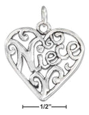 Silver Charms & Pendants Sterling Silver Charm:  Open Filigree Heart "niece" Charm JadeMoghul