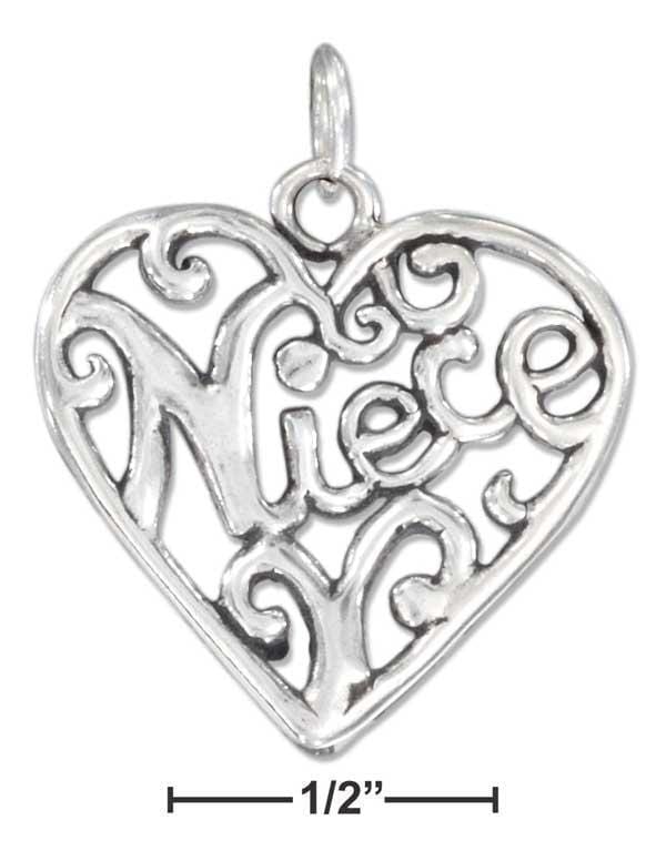 Silver Charms & Pendants Sterling Silver Charm:  Open Filigree Heart "niece" Charm JadeMoghul