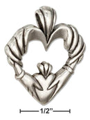 Silver Charms & Pendants Sterling Silver Charm:  Open Heart With Claddagh Pendant JadeMoghul Inc.