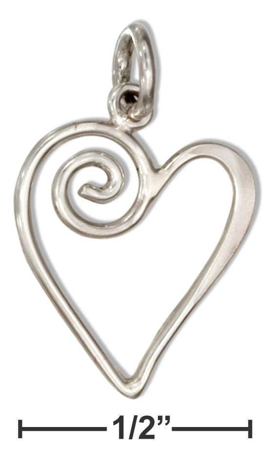 Silver Charms & Pendants Sterling Silver Charm:  Open Swirl Heart Charm JadeMoghul Inc.