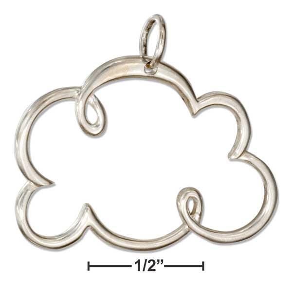 Silver Charms & Pendants Sterling Silver Charm:  Outline Fluffy Cloud Charm JadeMoghul Inc.