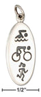 Silver Charms & Pendants Sterling Silver Charm:  Oval Triathlon Symbols Swim Bike Run Charm JadeMoghul Inc.