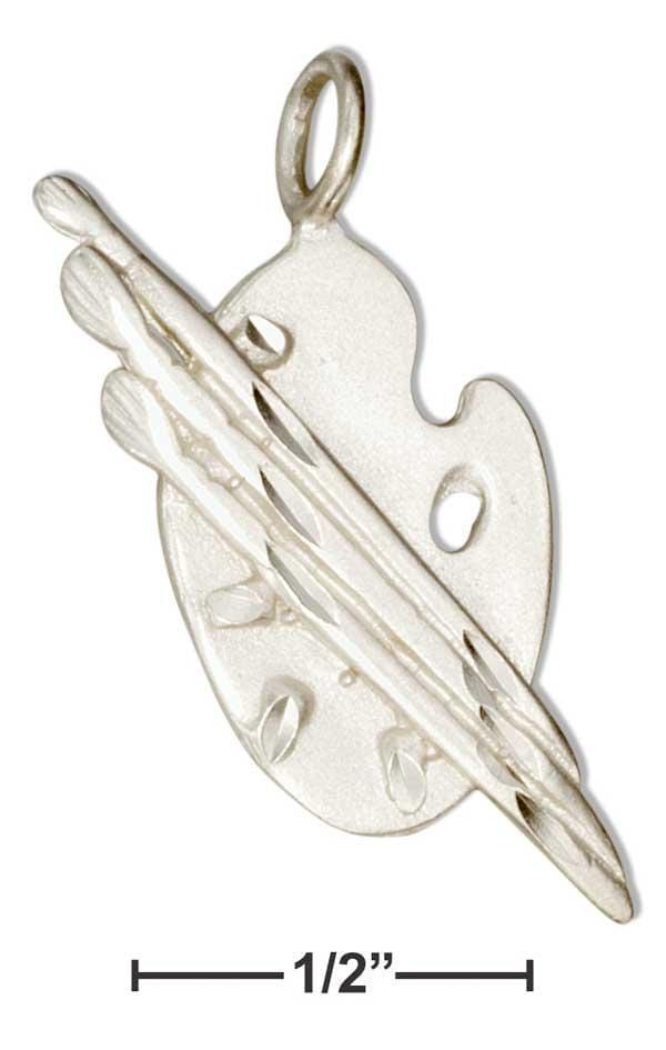 Silver Charms & Pendants Sterling Silver Charm:  Paint Brushes With Artist Palette Pendant JadeMoghul Inc.