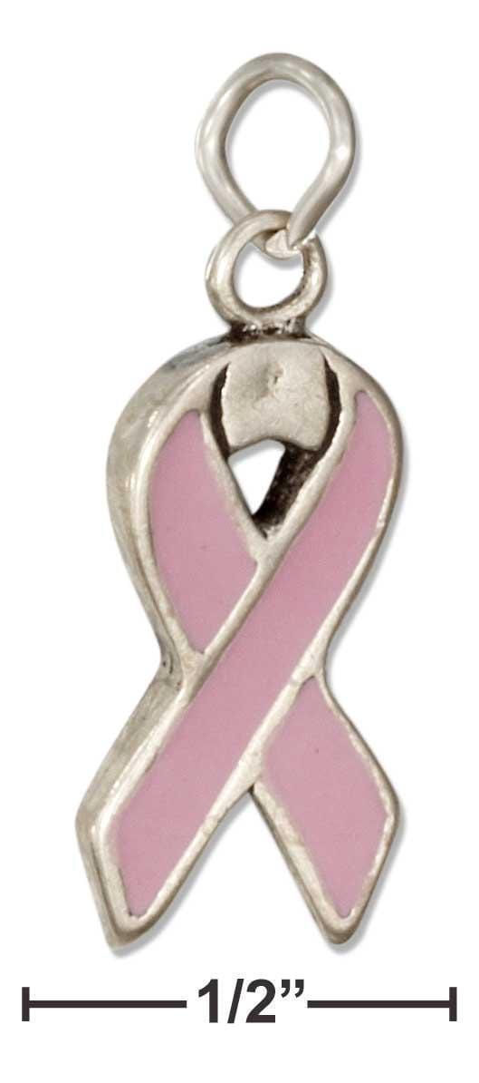 Silver Charms & Pendants Sterling Silver Charm: Pink Breast Cancer Awareness Ribbon Charm JadeMoghul Inc.