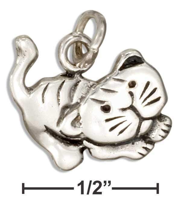 Silver Charms & Pendants Sterling Silver Charm:  Playful Kitty Cat Charm JadeMoghul Inc.