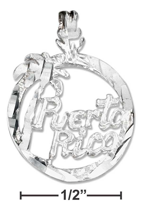 Silver Charms & Pendants Sterling Silver Charm:  "puerto Rico" Charm With Palm Tree In Circle JadeMoghul