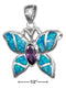 Silver Charms & Pendants Sterling Silver Charm:  Purple Cubic Zirconia And Synthetic Blue Opal Butterfly Pendant JadeMoghul