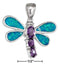 Silver Charms & Pendants Sterling Silver Charm:  Purple Cubic Zirconia And Synthetic Blue Opal Dragonfly Pendant JadeMoghul