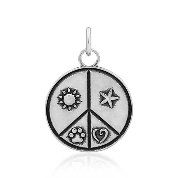 Silver Charms & Pendants Sterling Silver Charm:  Random Acts Of Kindness Pendant With Sun Star Dog Paw Print Heart JadeMoghul Inc.