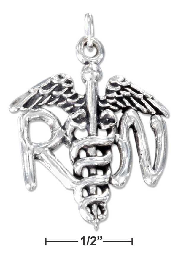 Silver Charms & Pendants Sterling Silver Charm:  Registered Nurse Caduceus With "rn" Charm JadeMoghul