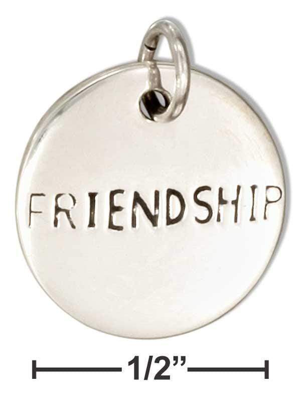 Silver Charms & Pendants Sterling Silver Charm:  Round "Friendship" Message Charm JadeMoghul Inc.