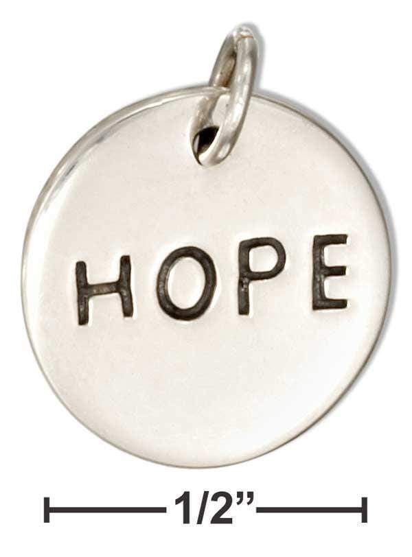 Silver Charms & Pendants Sterling Silver Charm:  Round "Hope" Message Charm JadeMoghul Inc.