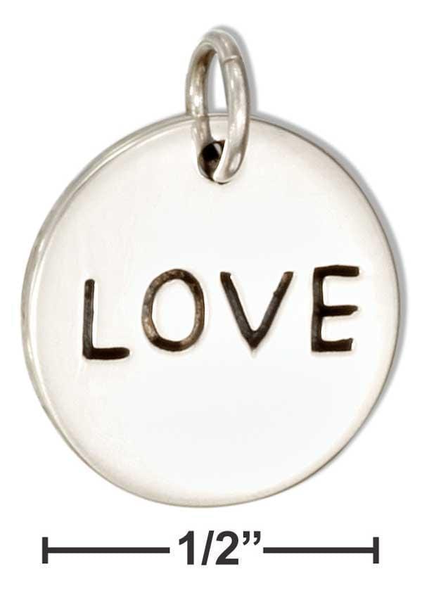 Silver Charms & Pendants Sterling Silver Charm:  Round "Love" Message Charm JadeMoghul Inc.