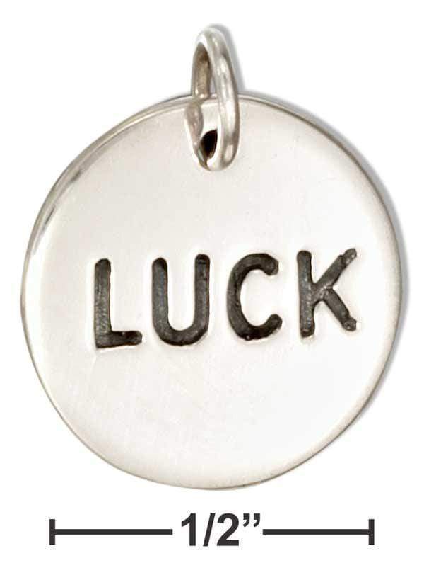 Silver Charms & Pendants Sterling Silver Charm:  Round "Luck" Message Charm JadeMoghul Inc.