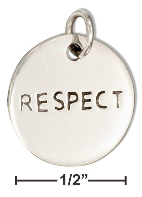 Silver Charms & Pendants Sterling Silver Charm:  Round "Respect" Message Charm JadeMoghul Inc.