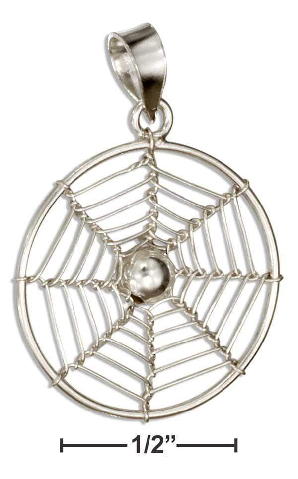 Silver Charms & Pendants Sterling Silver Charm:  Round Spider Web Pendant JadeMoghul Inc.