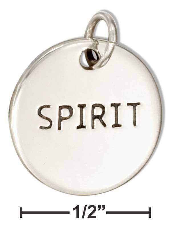 Silver Charms & Pendants Sterling Silver Charm:  Round "Spirit" Message Charm JadeMoghul Inc.