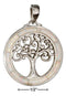 Silver Charms & Pendants Sterling Silver Charm:  Round Synthetic White Opal Frame With Tree Pendant JadeMoghul Inc.