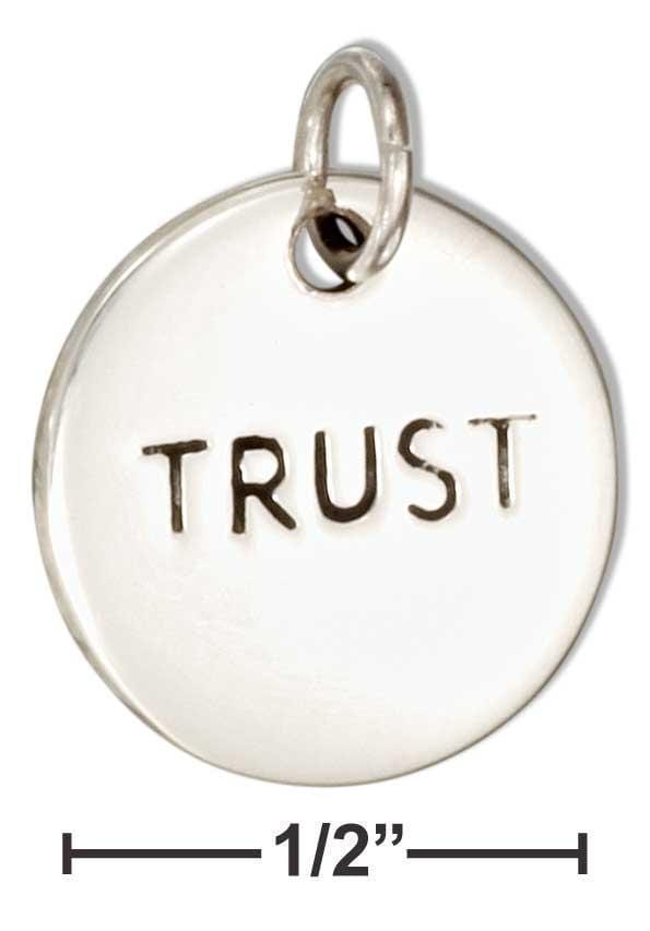 Silver Charms & Pendants Sterling Silver Charm:  Round "Trust" Message Charm JadeMoghul Inc.