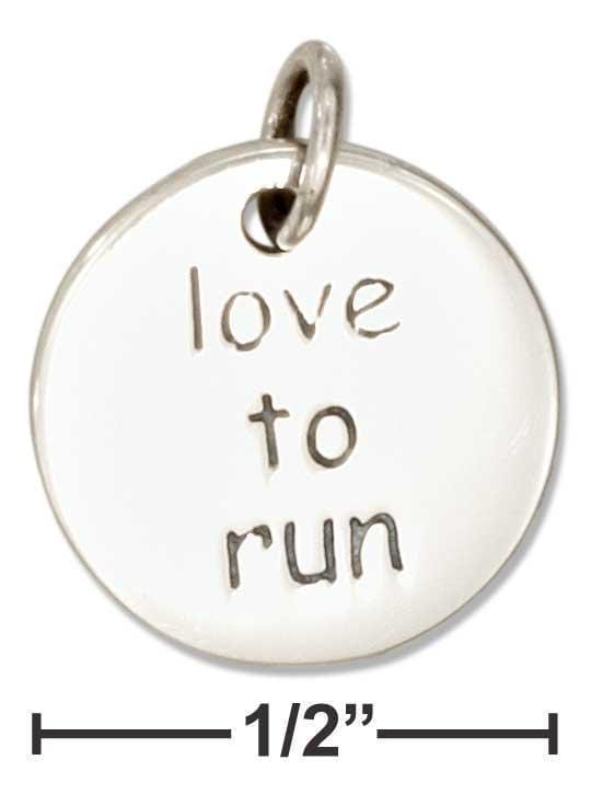 Silver Charms & Pendants Sterling Silver Charm:  Round Two Sided "Love To Run" Charm JadeMoghul Inc.