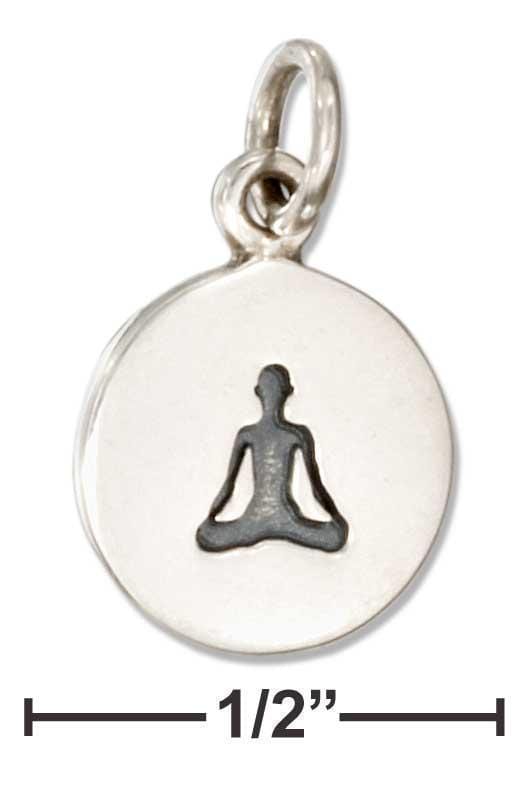 Silver Charms & Pendants Sterling Silver Charm:  Round Yoga Sitting Lotus Pose Charm JadeMoghul Inc.
