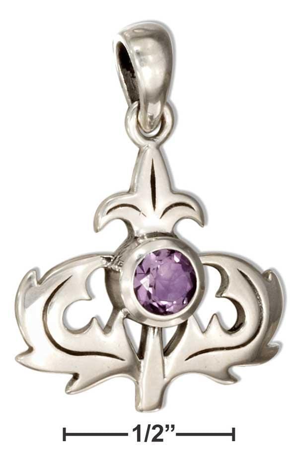 Silver Charms & Pendants Sterling Silver Charm:  Scottish Thistle Pendant With Amethyst JadeMoghul Inc.