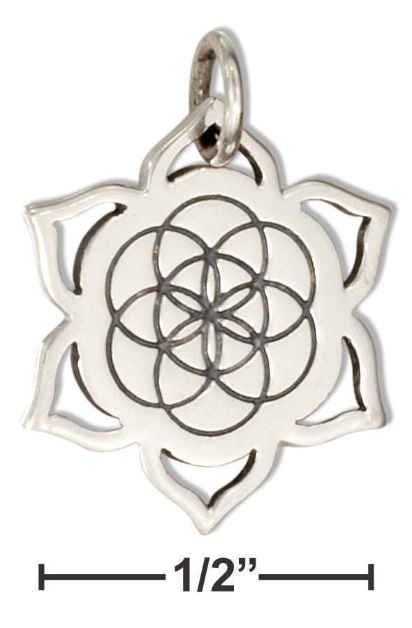 Silver Charms & Pendants Sterling Silver Charm:  Seed Of Life Lotus Charm JadeMoghul Inc.