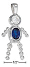 Silver Charms & Pendants Sterling Silver Charm:  September Deep Blue Cubic Zirconia Birthstone Boy Pendant JadeMoghul