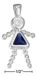 Silver Charms & Pendants Sterling Silver Charm:  September Deep Blue Cubic Zirconia Birthstone Girl Pendant JadeMoghul