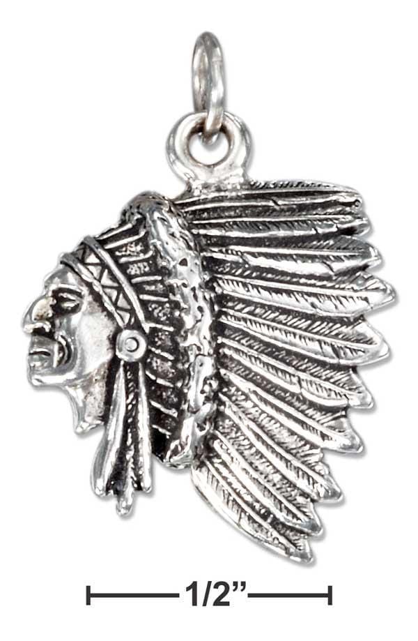 Silver Charms & Pendants Sterling Silver Charm:  Side View Indian Chief Charm JadeMoghul