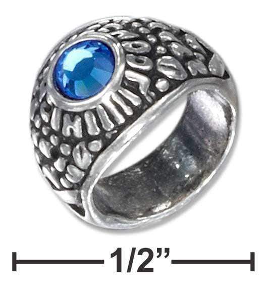 Silver Charms & Pendants Sterling Silver Charm:  Small High School Ring Charm With Blue Crystal JadeMoghul