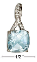 Silver Charms & Pendants Sterling Silver Charm:  Square Blue Topaz Pendant With Pave Set White Topaz Twist Bail JadeMoghul Inc.