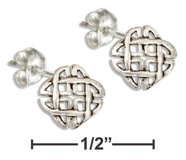 Silver Charms & Pendants Sterling Silver Charm:  Square Celtic Weave Post Earrings With Rounded Corners JadeMoghul Inc.