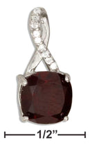 Silver Charms & Pendants Sterling Silver Charm:  Square Garnet Pendant With Pave Set White Topaz Twist Bail JadeMoghul Inc.