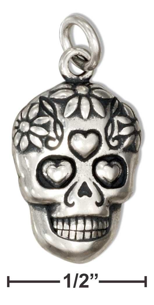 Silver Charms & Pendants Sterling Silver Charm:  Sugar Skull Charm JadeMoghul Inc.