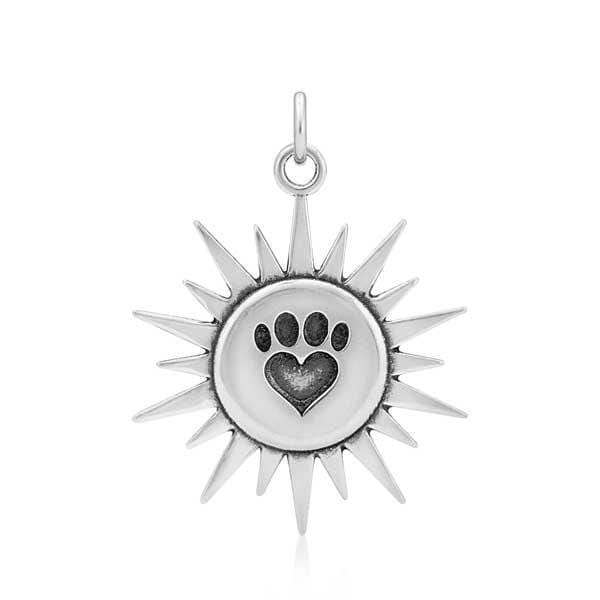 Silver Charms & Pendants Sterling Silver Charm:  Sunshine Paw Print Heart Pendant JadeMoghul Inc.