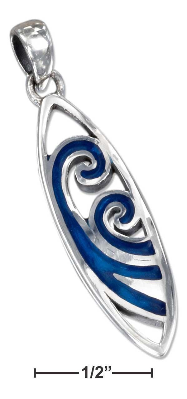 Silver Charms & Pendants Sterling Silver Charm:  Surfboard Pendant With Paua Shell Inlay Wave JadeMoghul