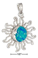 Silver Charms & Pendants Sterling Silver Charm:  Synthetic Blue Opal Sun And Moon Pendant JadeMoghul Inc.