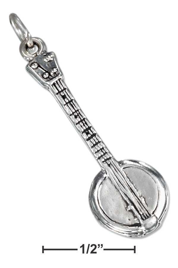 Silver Charms & Pendants Sterling Silver Charm:  Three Dimensional Banjo Charm JadeMoghul