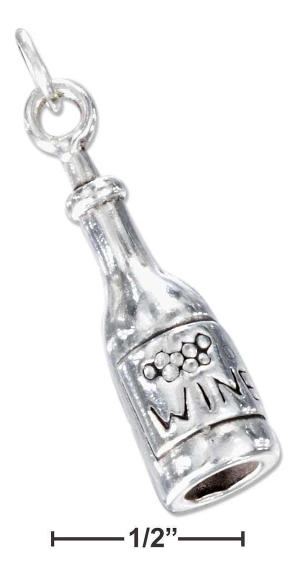 Silver Charms & Pendants Sterling Silver Charm:  Three Dimensional Bottle Of Wine Charm JadeMoghul