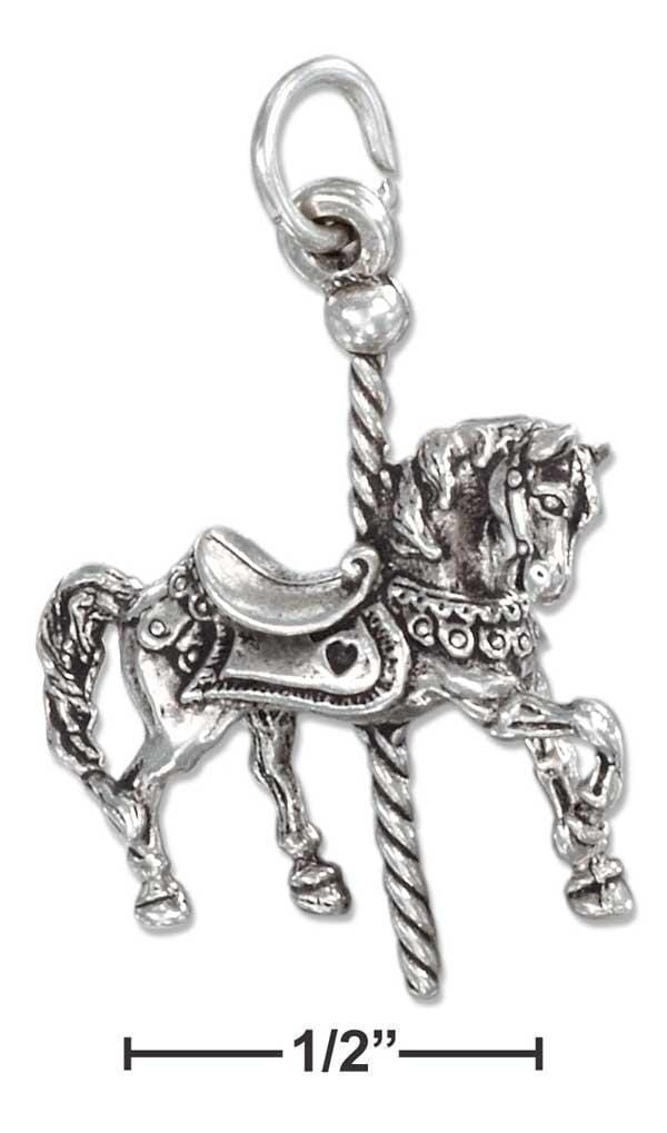 Silver Charms & Pendants Sterling Silver Charm:  Three Dimensional Carousel Horse Charm JadeMoghul