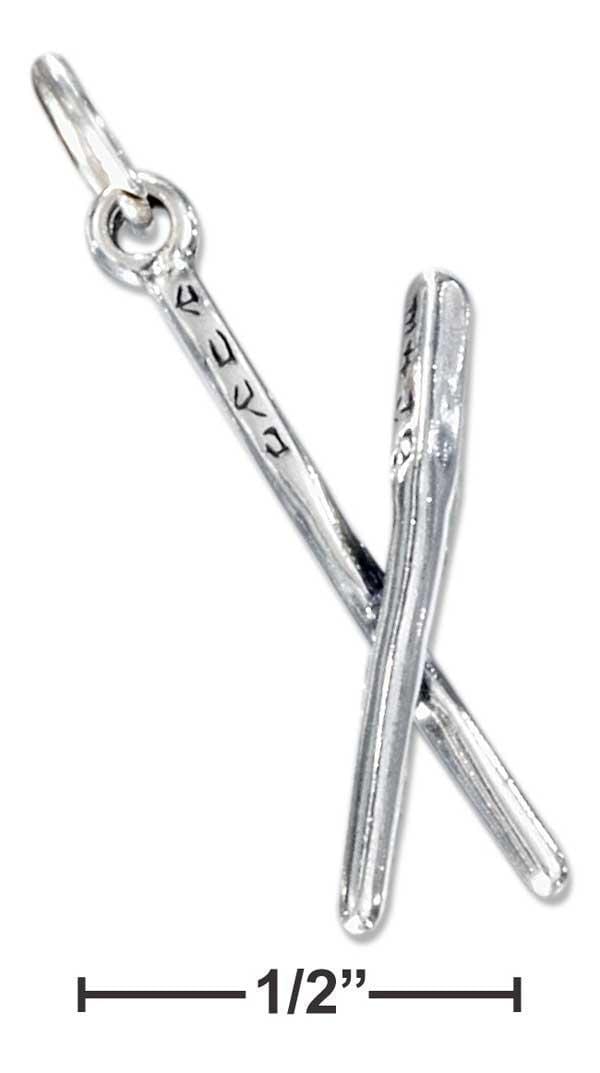 Silver Charms & Pendants Sterling Silver Charm:  Three Dimensional Chopsticks Charm JadeMoghul