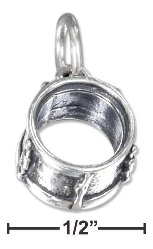 Silver Charms & Pendants Sterling Silver Charm:  Three Dimensional Drum Charm JadeMoghul