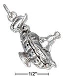 Silver Charms & Pendants Sterling Silver Charm:  Three Dimensional Genie Lamp Charm With Movable Lid JadeMoghul