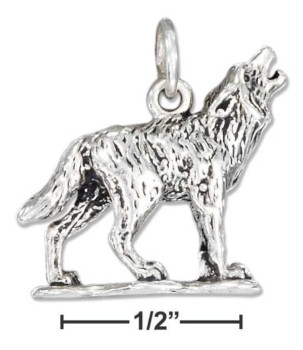 Silver Charms & Pendants Sterling Silver Charm:  Three Dimensional Howling Wolf Charm JadeMoghul