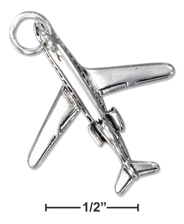 Silver Charms & Pendants Sterling Silver Charm:  Three Dimensional Jet Plane Charm JadeMoghul