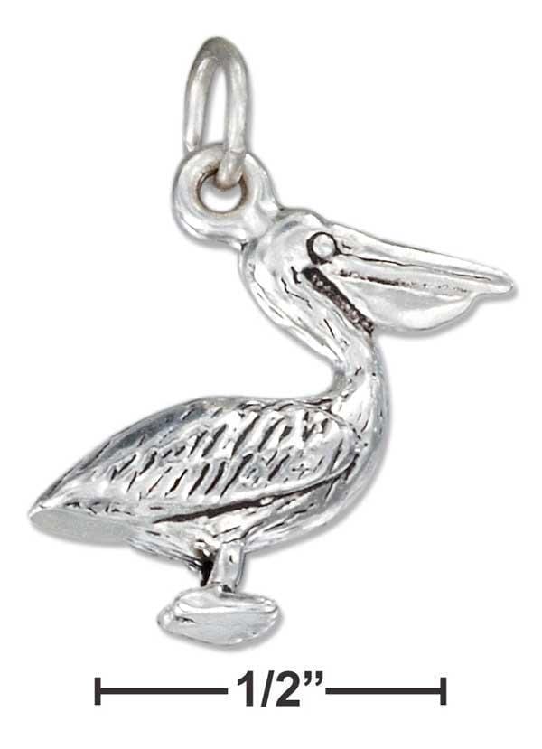 Silver Charms & Pendants Sterling Silver Charm:  Three Dimensional Pelican Charm JadeMoghul